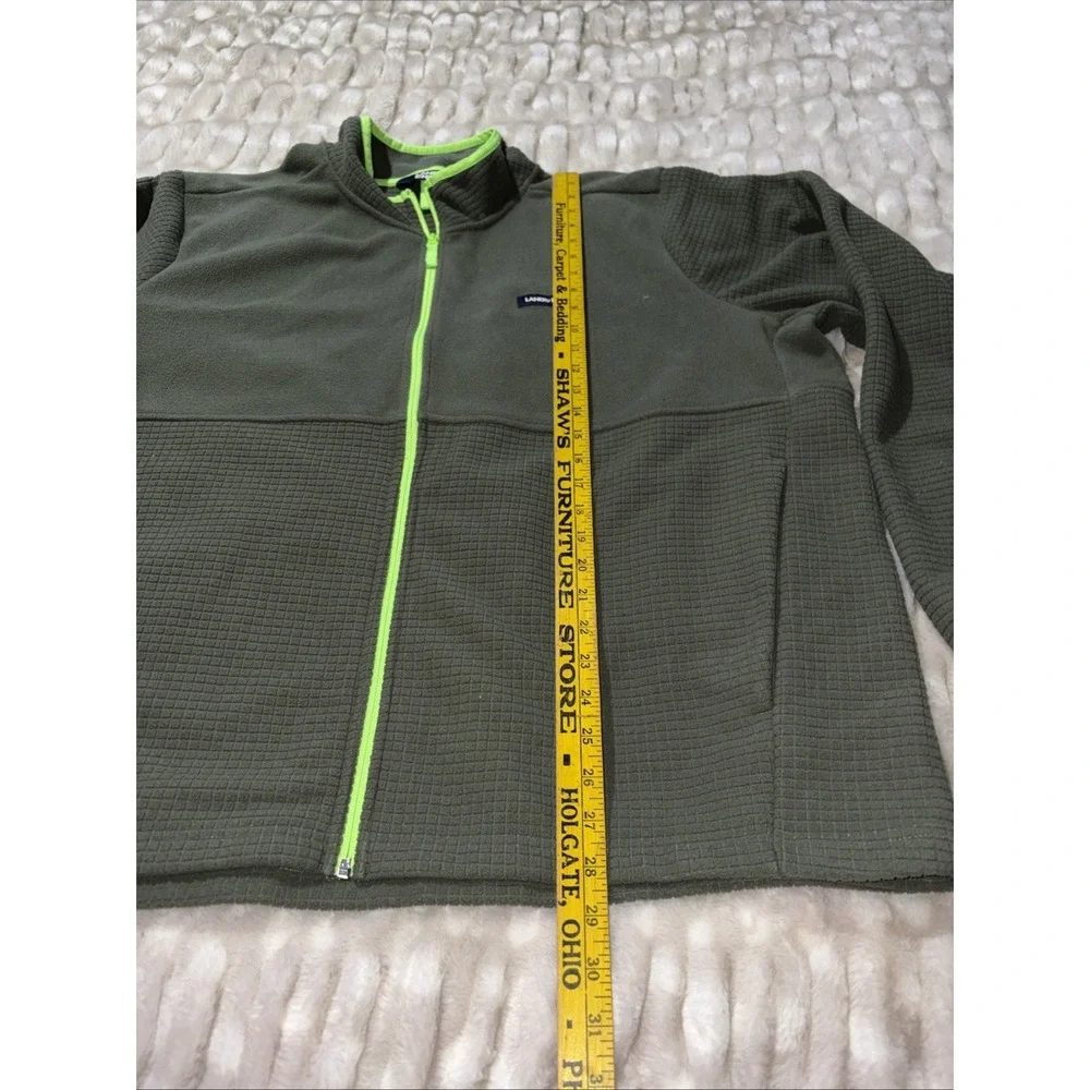 Lands End Full Zip Fleece Jacket Mens 2XL Green Lightweight Hiking Camping